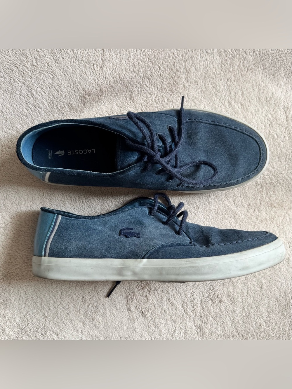 Lacoste Men’s Navy Suede Lace-Up Slip-On Sneakers